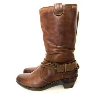 Pikolinos Andorra Brown Leather Scrunch Boot Women's Size 40 US 9.5 Calf Boot